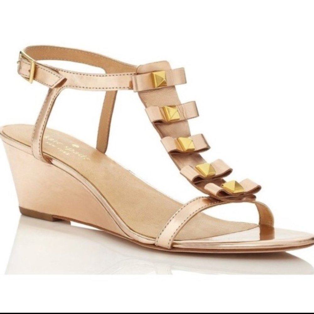 Kate Spade Rose Gold Studded Bow Sandals